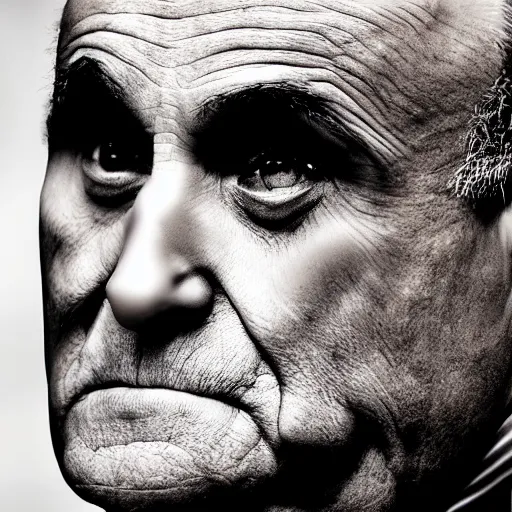 Prompt: Rudy Giuliani's face melting, portrait photography