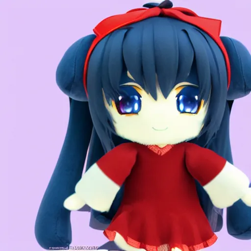 Image similar to cute fumo plush of a girl rendered on playstation 2, anime girl