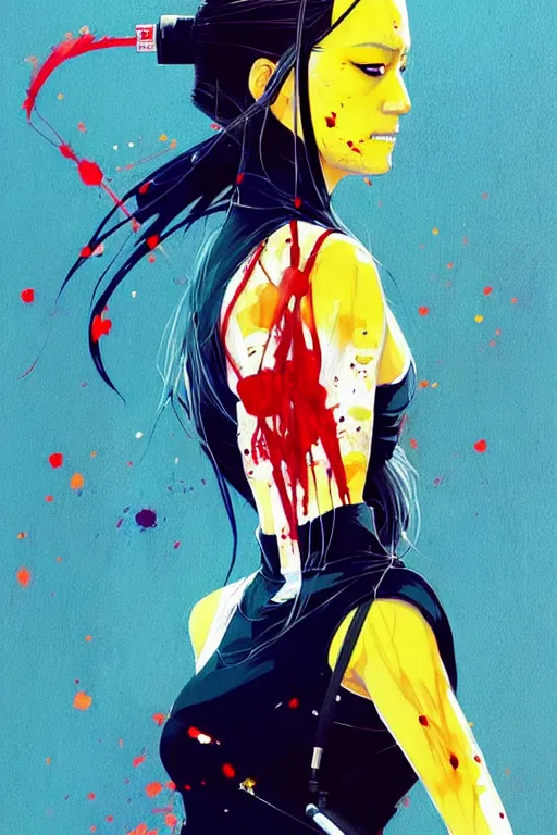 Prompt: a ultradetailed painting of the bride from kill bill by conrad roset, greg rutkowski and makoto shinkai trending on artstation