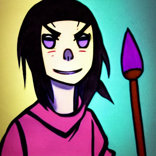 Image similar to kris from deltarune, drawn by caravaggio