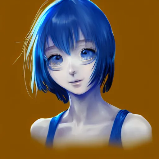 Image similar to a portrait of anime ukrainian blue and yellow girl, crying with eye drops, concept art, trending on artstation, highly detailed, intricate, sharp focus, digital art, 8 k