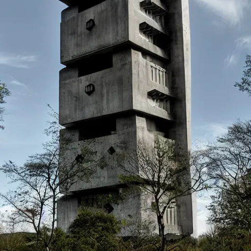 Image similar to a sci - fi beautiful brutalist hypermodern monument, with many rounded brutalist towers sprouting from the base tower creating a feel of a tree - like structure, photography