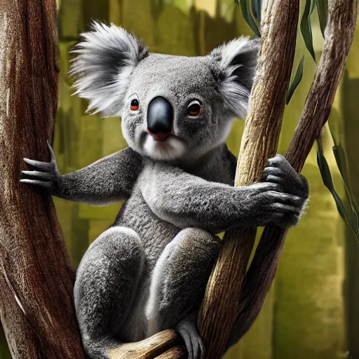 Image similar to koala as a god, weta hyperrealism cinematic lighting and composition