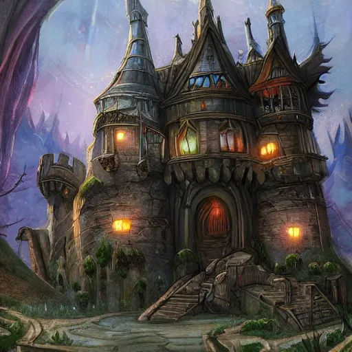 Image similar to fantasy art landscape, fantasy city, fantasy kunst, fantasy castle, fantasy house, architecture mystery, artstation, house illustration