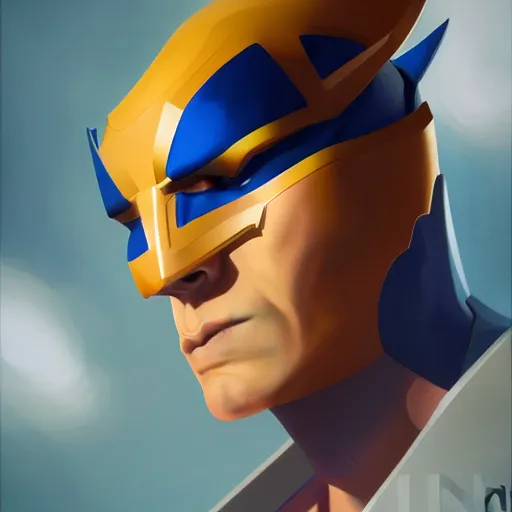 Image similar to omni - man from invincible, nolan grayson, portrait painting, medium shot, asymmetrical, profile picture, organic painting, sunny day, matte painting, bold shapes, hard edges, street art, trending on artstation, by huang guangjian and gil elvgren and ross tran