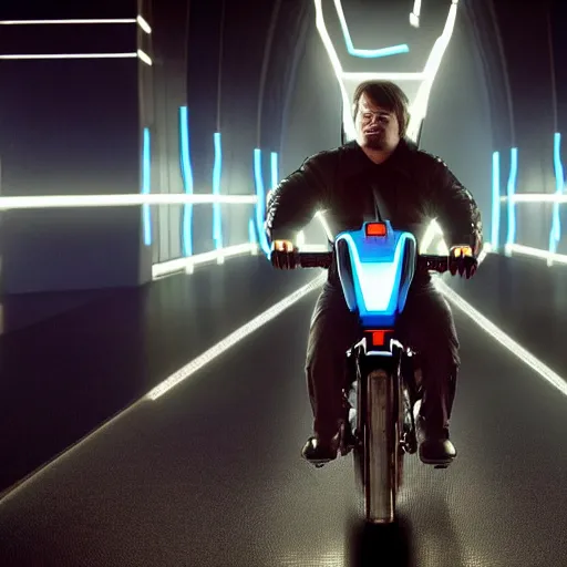 Image similar to jack black in the movie tron legacy ( 2 0 1 0 ), cinematic, film still