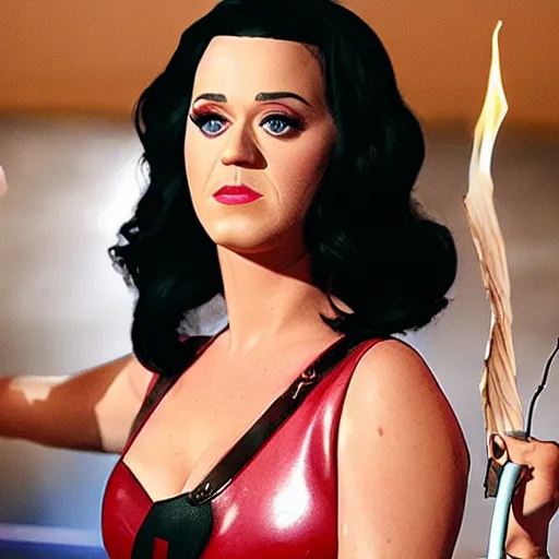 Prompt: still of katy perry as lucifer in the tv show the sandman