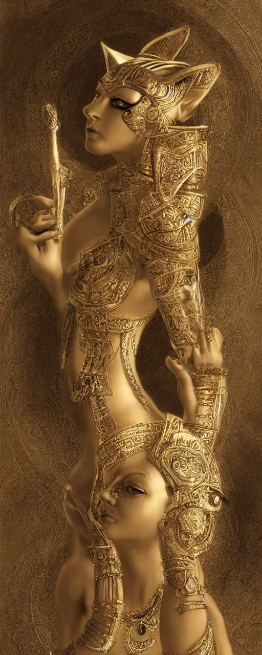 Image similar to goddess bastet, highly detailed, concept art, intricate, sharp focus, einar jonsson and bouguereau