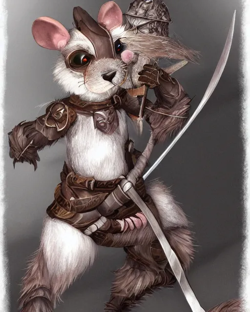 Prompt: a full body shot of an anthro furry rat wearing a fantasy armor holding a bow, fantasy, artstation, furry art, furaffinity, deviantart, symmetrical, highly detailed, award winning, trending