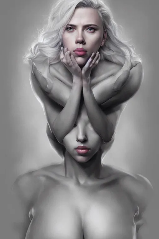 Image similar to Scarlett Johansson super excited, anatomy, only two hands, highly detailed, digital painting, artstation, concept art, smooth, sharp focus, illustration, Unreal Engine 5, 8K, art by art by artgerm and greg rutkowski and edgar maxence