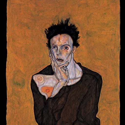 Image similar to portrait of an artificial intelligence by egon schiele in the style of greg rutkowski