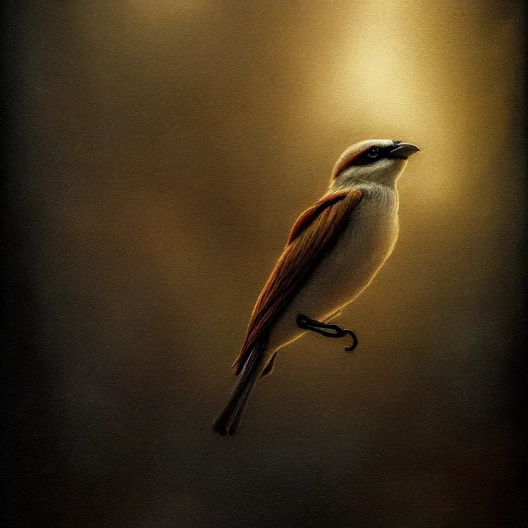 Prompt: epic professional digital art of startling thorned shrike, faint golden moody atmospheric lighting, painted, intricate, detailed, detailed, foreboding, by leesha hannigan, wayne haag, reyna rochin, ignacio fernandez rios, mark ryden, iris van herpen,, epic, stunning, gorgeous, much wow, cinematic, masterpiece.