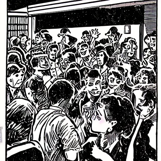 Image similar to robert crumb comic about pembroke pines flanagan high school students partying accurate eyes high detail