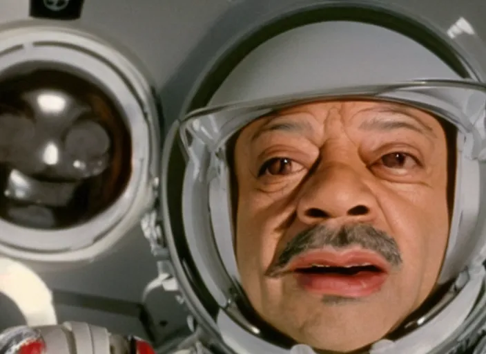 Prompt: film still of 1978 Cheech Marin as Dr. Dave Bowman in 2001 A Space Odyssey