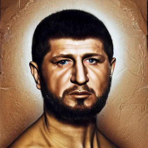 Image similar to portrait of ramzan kadyrov, photo - realistic, color image, 2 k, highly detailed, by h. r. giger