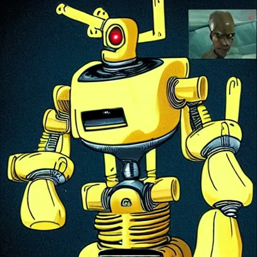 Image similar to mac n' cheese killer robot from 2000s sci-fi award winning foreign film.