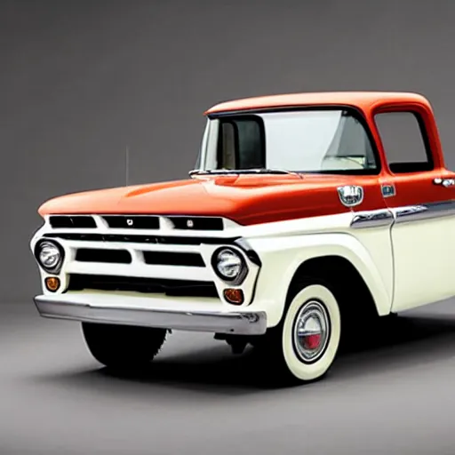 Image similar to Ford Pickup, 1960s Truck, White Paint Job, Modern Interior Accessories