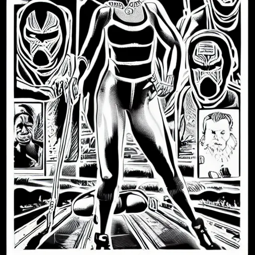 Image similar to tarkovsky stalker movie posters black panther cat prowling style of “ daniel clowes ” line art