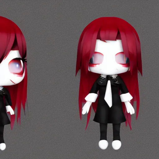 Image similar to cute fumo plush of a girl who is crying tears of blood, black and white and red, vray, caustics, lens flare