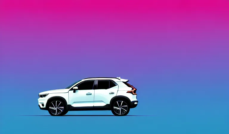 Image similar to a beautiful, minimal. sharp focus, clean lines, vector art. white volvo xc 4 0. vaporwave ombre rendering. outrun style. in the style of a travel poster. trending on artstation. recommended for you behance. by chris moore. by edward hopper. ambient occlusion. digital matte painting. metropolis filmic. gotham city.