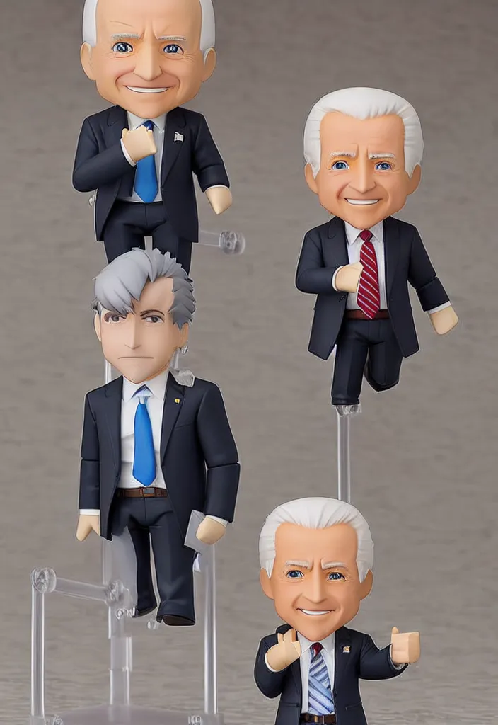 Prompt: Anime Nendoroid Figurine of Joe Biden, Product Photo