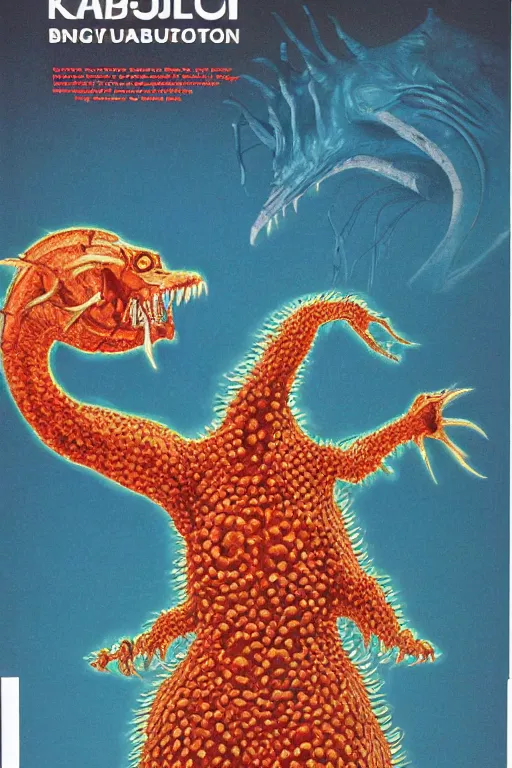 Image similar to biology textbook page, kaiju, 1980s