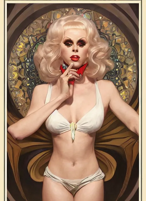 Image similar to katya, drag queen, painting by artgerm and greg rutkowski and alphonse mucha