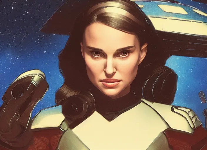Image similar to a disney film still of natalie portman as a star trek officer, finely detailed features, closeup of the face, perfect art, dusk, blue hour, gapmoe yandere grimdark, trending on pixiv fanbox, painted by greg rutkowski, makoto shinkai, takashi takeuchi, alphonse mucha, akihiko yoshida