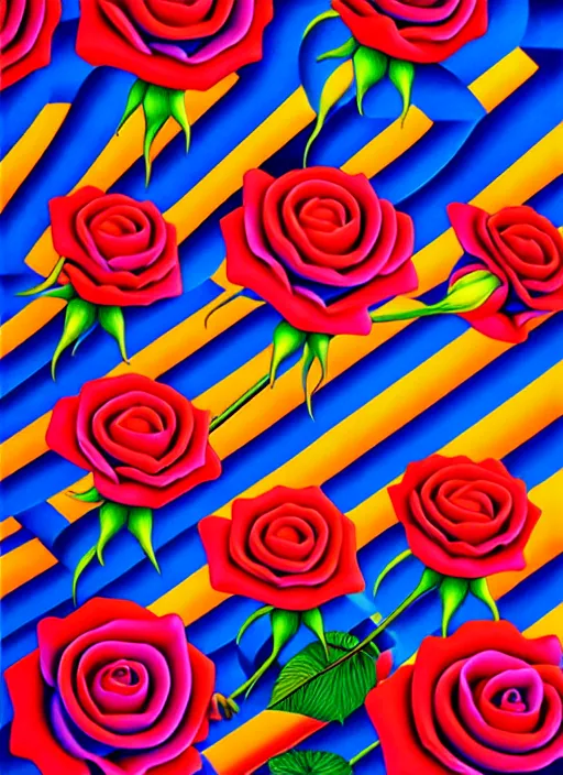 Image similar to roses sticking out of a riffle by shusei nagaoka, kaws, david rudnick, airbrush on canvas, pastell colours, cell shaded, 8 k