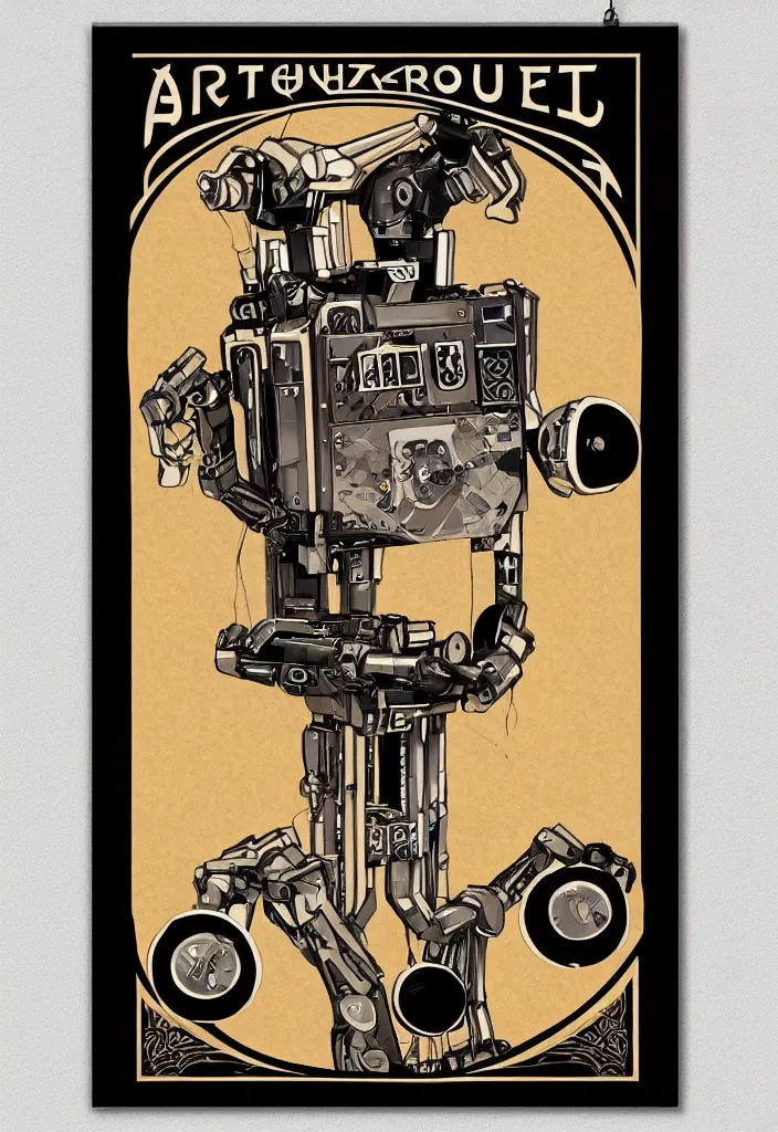 Image similar to Art nouveau robot portrait poster