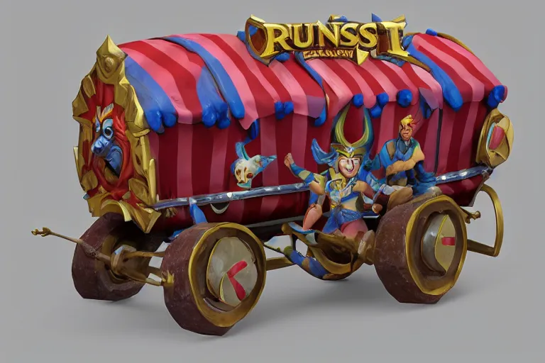 Image similar to 3d sculpt of a circus wagon with blank sides, artstaton, League of Legends, digital illustration