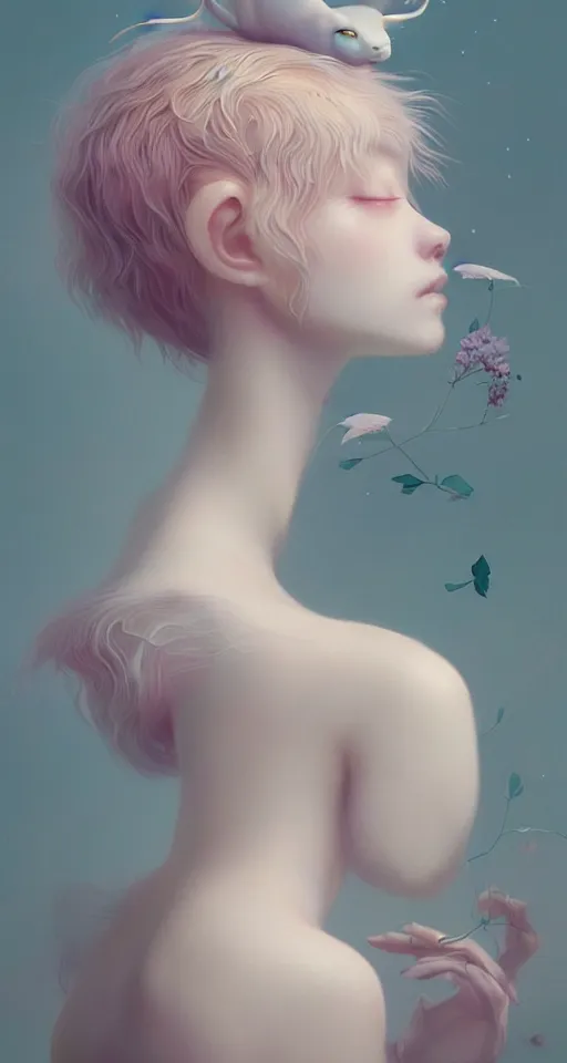 Prompt: breathtaking delicate detailed concept art painting creature, by hsiao - ron cheng, bizarre compositions, exquisite detail, pastel colors, 8 k