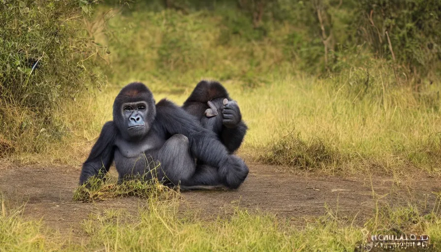 Prompt: a gorilla tiger!!! hybrid! hyper realistic!! realistic lighting!! wildlife photographer of the year!!! bold natural colors, national geographic, hd, wide angle, 8 k