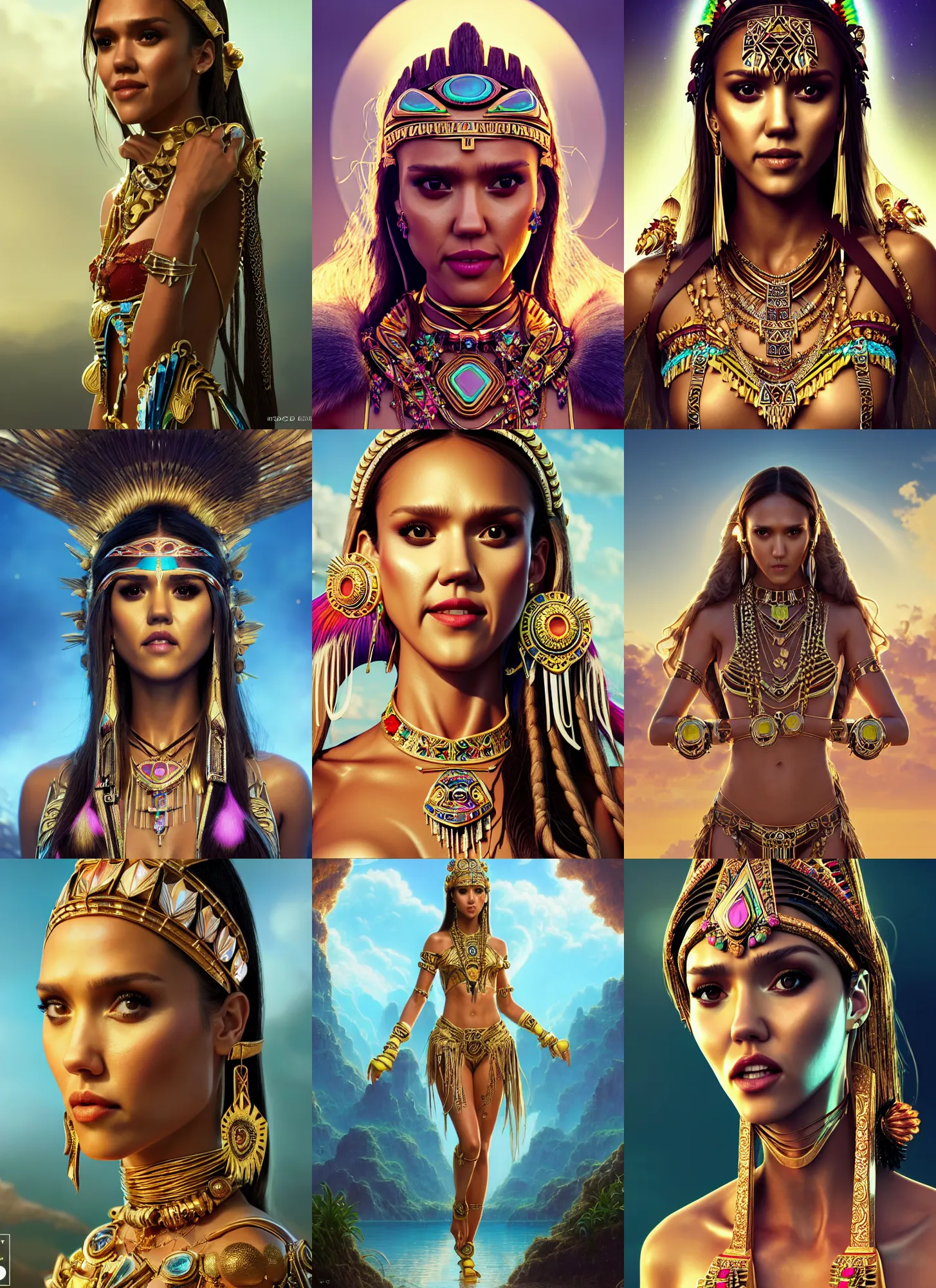 jessica alba as edm aztec princess | jewelry | | Stable Diffusion | OpenArt