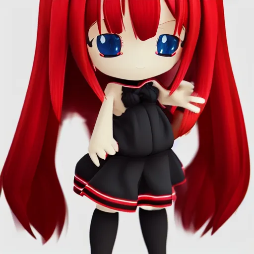 Prompt: cute fumo plush of a centaur girl in a red and black dress and top, anime, cel shaded pbr, vray