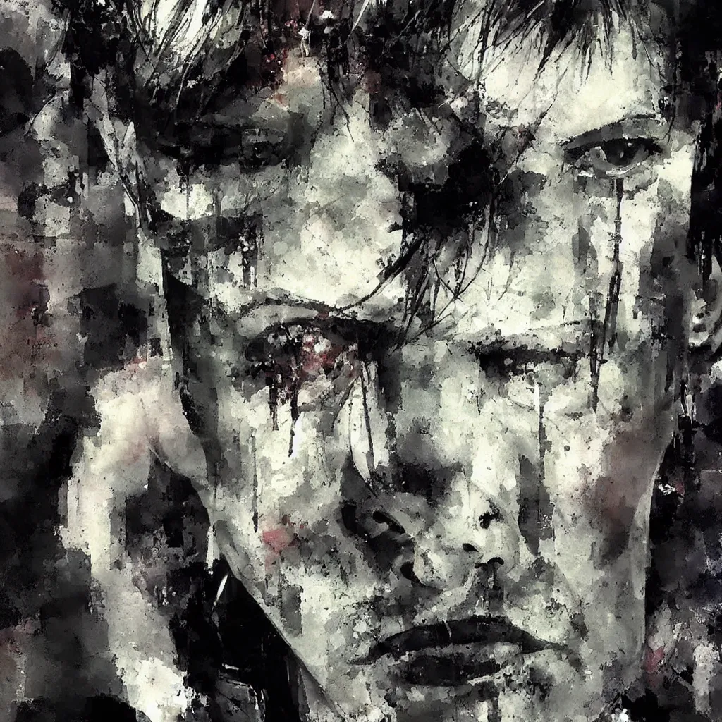 Image similar to david bowie painted by jeremy mann