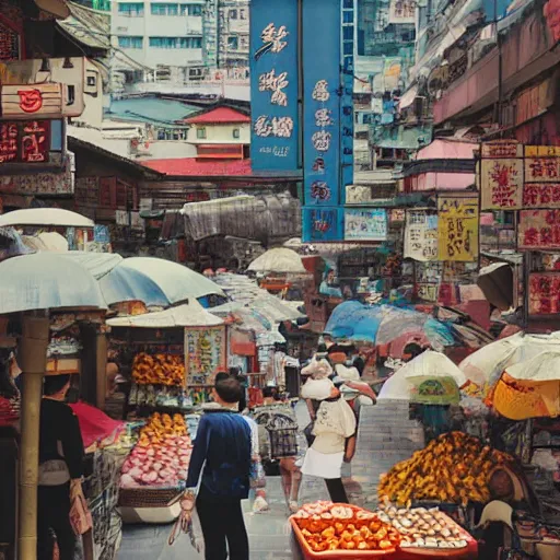 Prompt: the market of hong kong, by hayao miyazaki