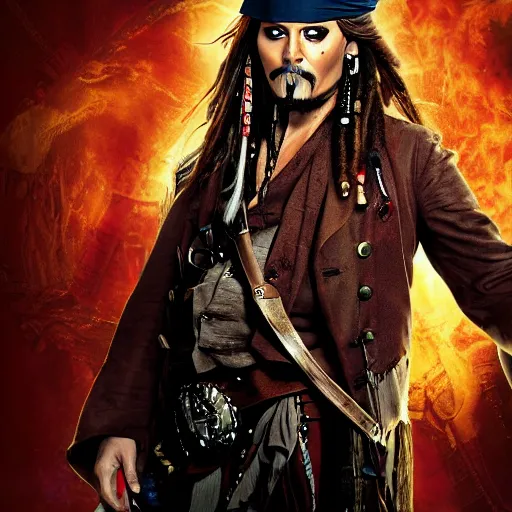 Image similar to captain jack sparrow as doctor who, bbc promotional artwork, mid range shot