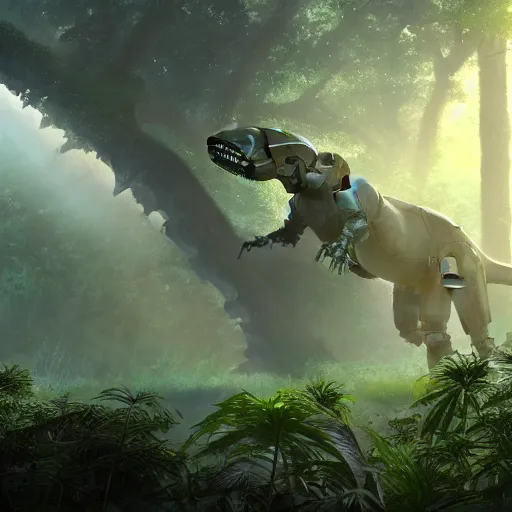 Cyborg Robot Dinosaur in Deep Forest Digital Art Stock Illustration -  Illustration of wilderness, jungle: 272473015