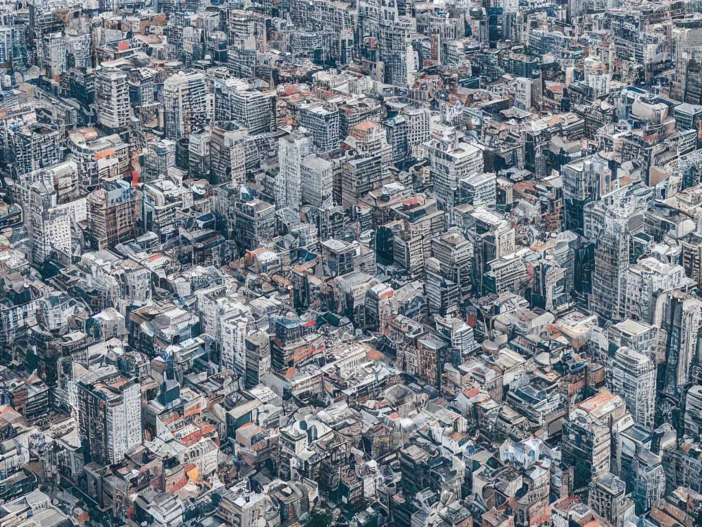 Prompt: drone view of a city, Brutalist architecture-sharp focus-telephoto lens-digital art 4k
