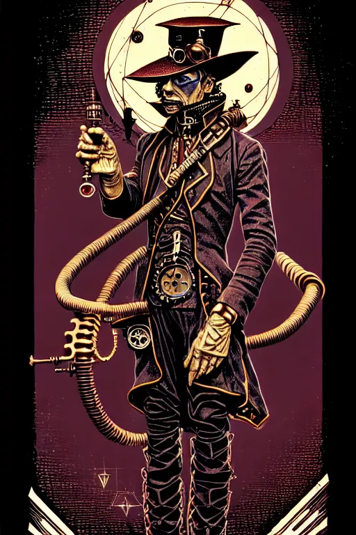 Prompt: steampunk wizard, high details, intricately detailed, by vincent di fate, inking, 3 color screen print, masterpiece, trending on artstation,, sharp, details, hyper - detailed, hd, 4 k, 8 k