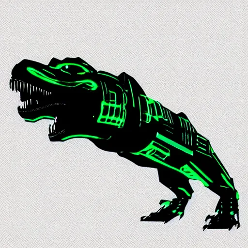 Prompt: a cyberpunk glowing t - rex