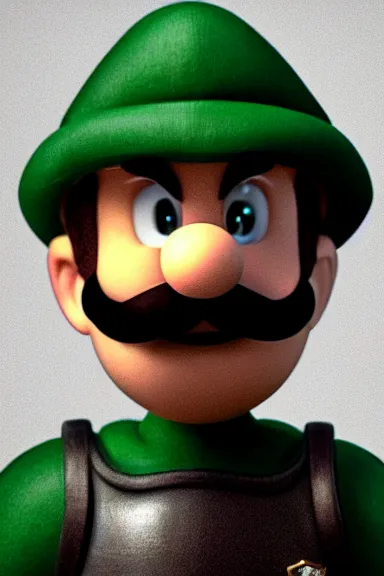 Image similar to very very intricate photorealistic photo of a realistic human version of luigi wearing his hat in an episode of game of thrones, photo is in focus with detailed atmospheric lighting, award - winning details