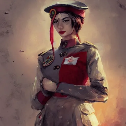 Image similar to portrait of a communist sailor moon, epic, tragic, military art, fantasy, dieselpunk, hd shot, digital portrait, beautiful, artstation, comic style, by artgerm, guy denning, jakub rozalski, magali villeneuve and charlie bowater