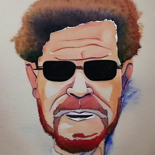 Prompt: water color portrait of hank hill, bob ross art, highly detailed, high quality, high resolution