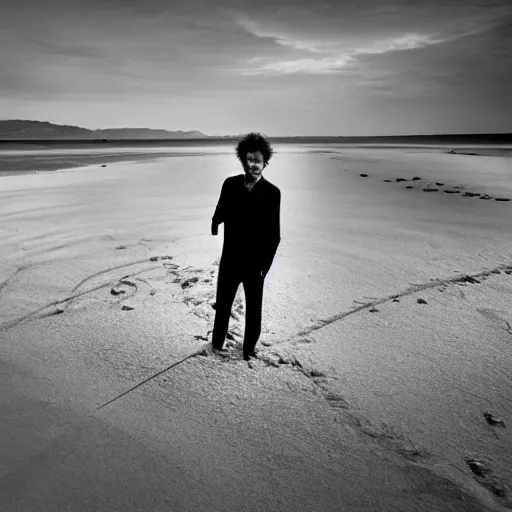Image similar to tom waits buried in the sand up to his head with the tide approaching quickly, gorgeous image, professional photograph, great lighting, 4 k