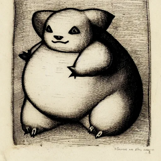 Prompt: snorlax, copperplate etching by albrecht durer