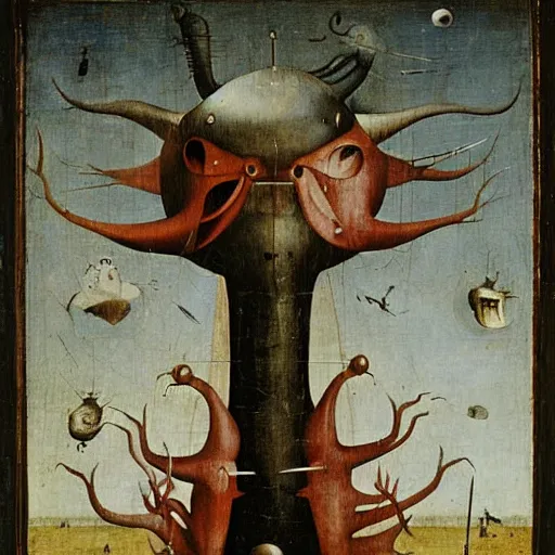 Prompt: basra monster by hieronymus bosch,