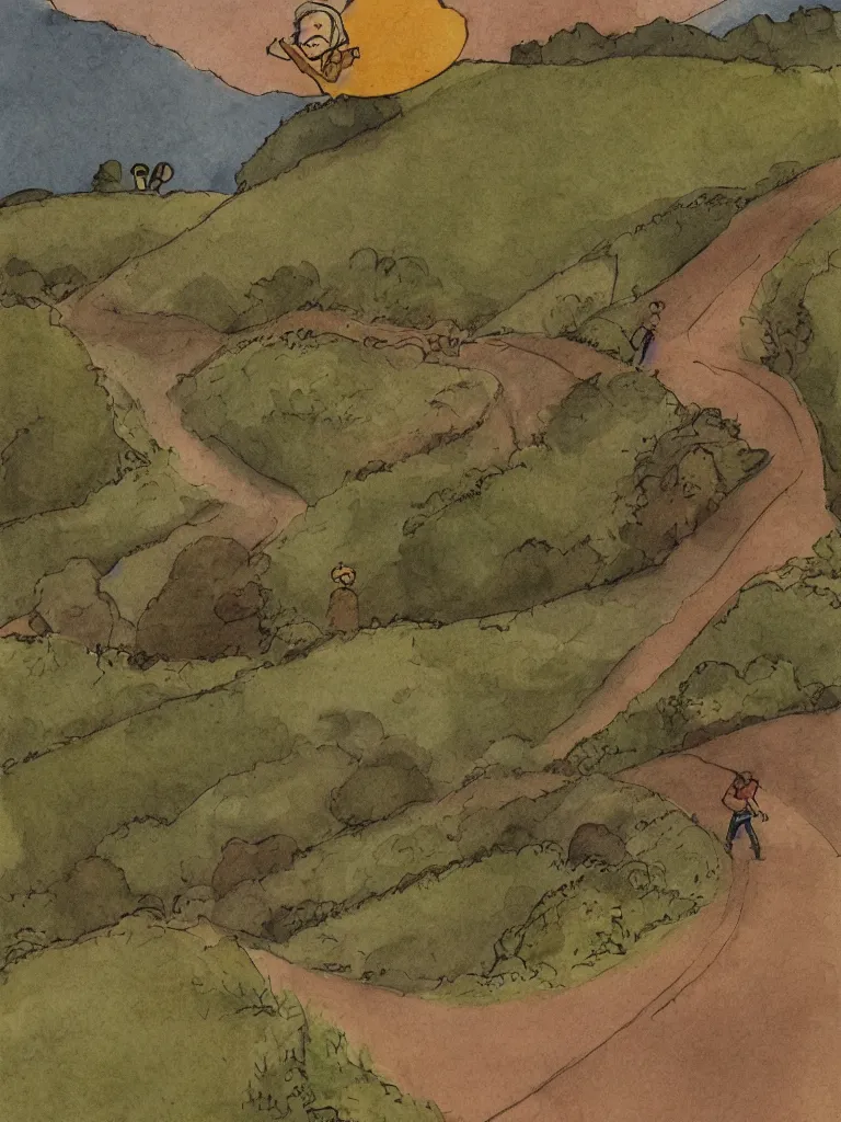 Prompt: running up that hill by storybook artists, blunt borders, rule of thirds