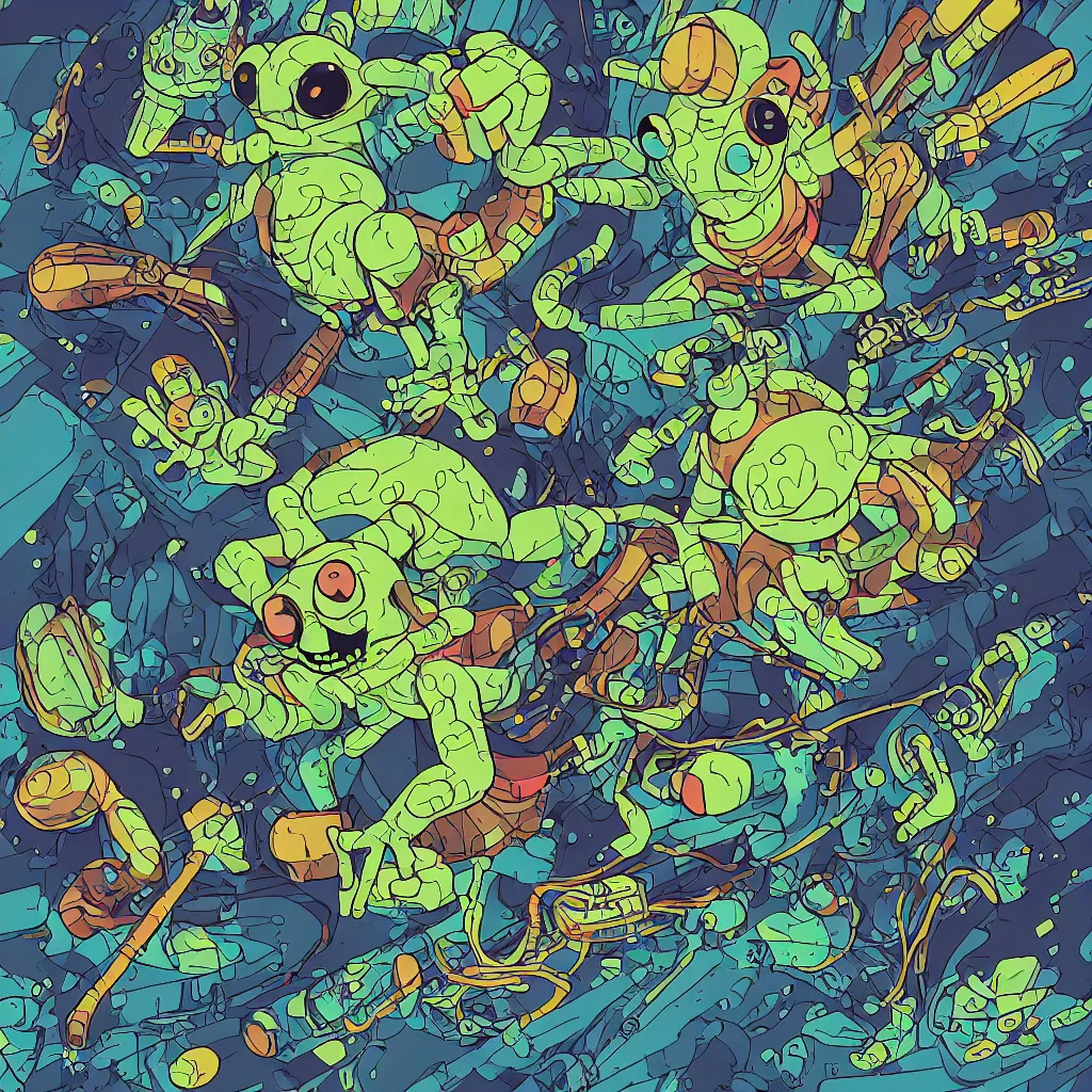 Image similar to toads, deconstructed amphibian, ryuta ueda artwork, breakcore, style of jet set radio, y 2 k, gloom, space, cel - shaded art style, indigo rainbow, data, minimal, code, cybernetic, dark, eerie, cyber